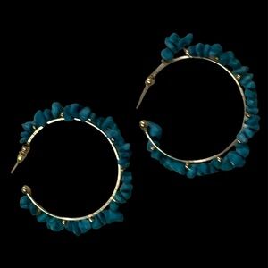 Vintage style Turquoise  Large hoop earrings